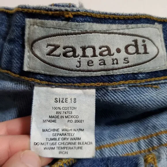 VTG Zana-Di High Waist Mom Jeans 18 Straight Leg Medium Wash Zip Fly Womens - Picture 8 of 8